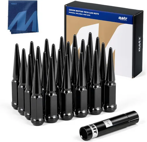 Vista 17 de OMT 1/2 "-20 tuercas de llanta con asiento de cono, juego de 20 tuercas de llanta con 1 llave de enchufe Tuercas de rueda compatibles con Dodge