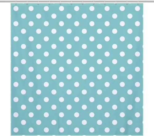 Vista 73 de Juego de 3 alfombras de baño con diseño de lunares, color azul aguamarina, antideslizante, con contorno en forma de U y tapa de inodoro