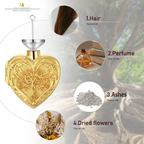 Vista 5 de SOULMEET Joyería de cremación para cenizas, collar de urna de plata esterlina para cenizas, mujeres y hombres, joyas de recuerdos de aprecio
