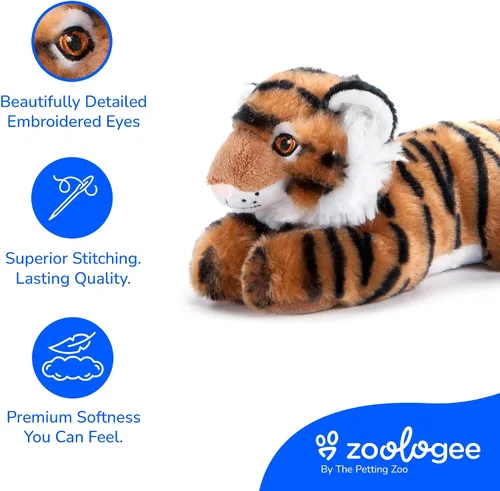 Vista 4 de The Petting Zoo Peluche de tigre, regalos para niños, animales de vida silvestre Earth Keeperz, juguete de peluche de tigre a rayas Zoologee, 10