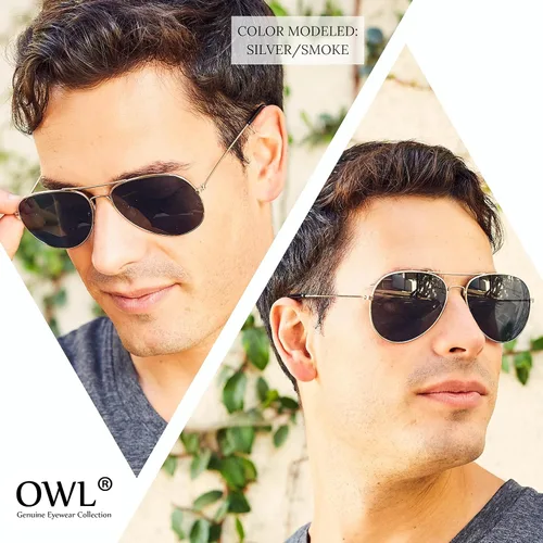Vista 6 de Owl 12 Pack Aviator Sunglasses Mirrored Lens Eyeglasses Black, Silver, Gold Frames