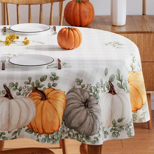Vista 7 de Mantel rectangular de otoño de 52 x 70 pulgadas, decoración de otoño para el hogar, decoración de calabaza impermeable para decoración de temporada