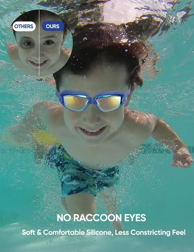 Vista 7 de Paquete de 2 gafas de natación para niños, gafas de natación para niños pequeños y jóvenes de 3-8/6-14, gafas de piscina antivaho para niños y niñas