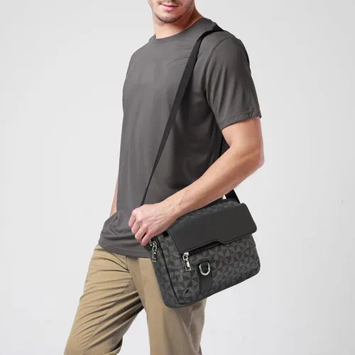 Vista 7 de XIKIBEA Bolso cruzado para hombre, bolso de hombro para hombre para ir al trabajo, bolso de viaje Bolso de trabajo para hombre pequeño