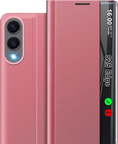 Vista 22 de Funda de teléfono para Samsung Galaxy A16 5G, Clear View Window Funda delgada de lujo para teléfono Galaxy A16 con soporte, funda protectora