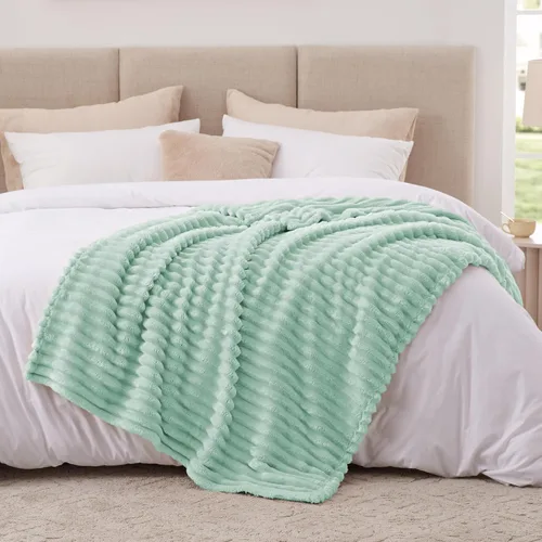 Vista 2 de EXQ Home Manta suave y suave de forro polar, acogedora y ligera para sofá o cama, manta de franela cálida y mullida para todas las estaciones