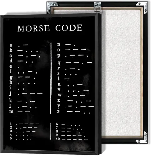 Vista 9 de Póster vintage internacional en código morse con alfabeto fonético morse, arte de pared retro de 1800 para amantes de los militares, pintura