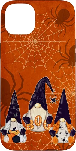 Vista 15 de iPhone 16 Spooky Halloween Gnomes Pumpkin Spider Pattern Witchy Boo Case