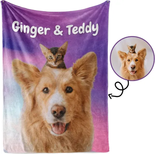Vista 3 de Manta personalizada con fotos de perro, regalos personalizados con foto de mascota, manta de 30 x 40 pulgadas, manta ultrasuave de doble cara
