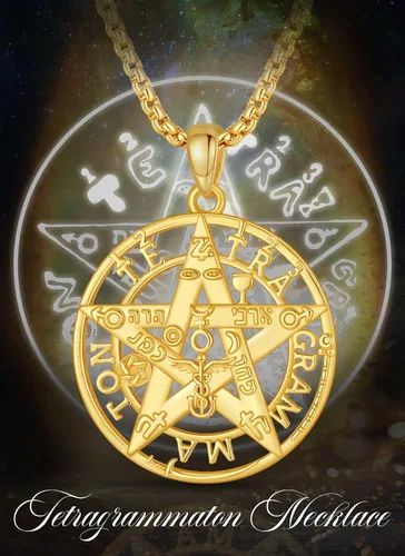 Vista 7 de CELESTIA Colgante de plata de ley 925, anillos de tetragrammaton, collar masónico, joyería de pentagrama para mujeres y hombres