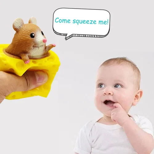 Vista 4 de Juguete para Apretar de Ratón de Queso Divertidos Juguetes Fidget 3 Piezas para Alivio del Estrés Ansiedad Tensión Regalo Sensorial Recuerdo