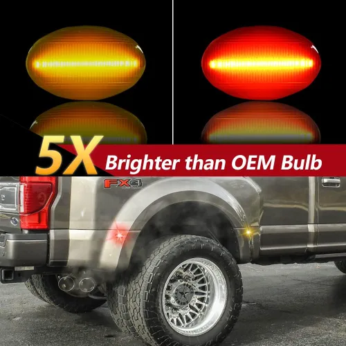 Vista 2 de Luces LED de posición laterales compatibles con Ford F350 F450 F550 Super Duty 1999-2010, para parachoques, guardabarros y cama doble, lentes