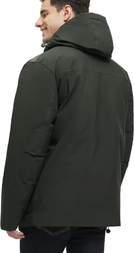 Vista 4 de Abrigos de invierno para hombre, chaquetas de invierno impermeables para hombre, chaqueta acolchada cálida con capucha cortavientos
