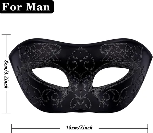Vista 2 de SIQUK Juego de máscaras para parejas, máscara veneciana, máscara de plástico para disfraz de Halloween, máscara de Mardi Gras para mujeres y hombres