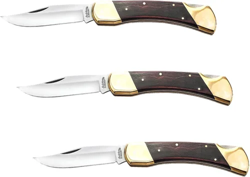 Vista 10 de Uncle Henry LB7 Bear Paw - Cuchillo de bolsillo tradicional con punta de clip de 3.7 pulgadas, hoja SS de alto carbono, mango de madera, refuerzos