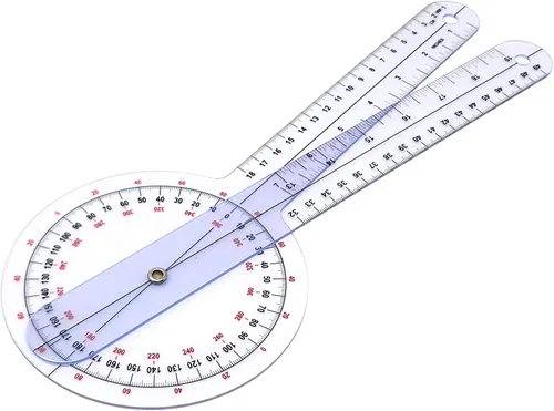Vista 3 de Goniómetro, regla angular ortopédica transparente, goniómetro de plástico de 360 grados para cinta métrica corporal, goniómetro, regla