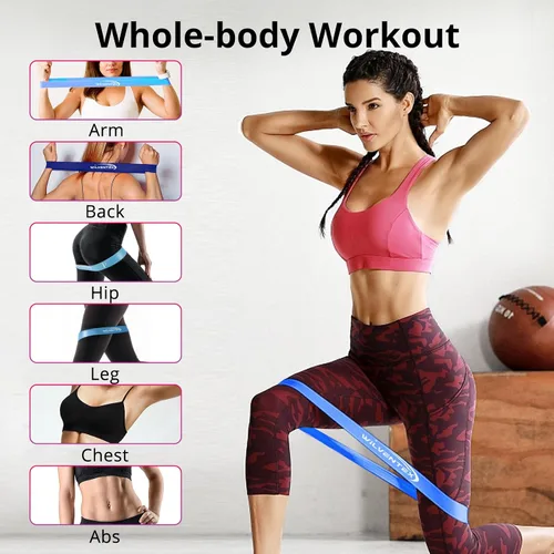 Vista 3 de Bandas de resistencia, juego de bucles de látex natural, 5 niveles de resistencia diferentes [10 libras a 115 libras] para entrenamiento, gimnasio