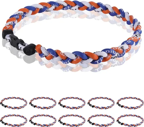 Vista 29 de Paquete de 12 Collares de Béisbol de 18 Pulgadas, Regalo de Equipo para Fanáticos de Béisbol, Diseño de Cuerda Tornado de Titanio Triple Trenzado