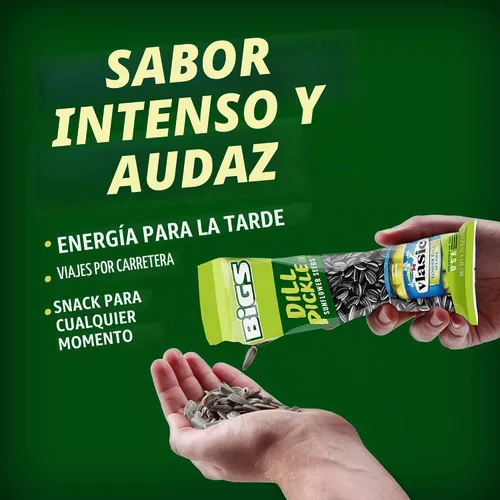Vista 3 de BIGS Semillas de girasol, sabor a pepinillo de eneldo Vlasic, 2.75 oz. (12-pk)