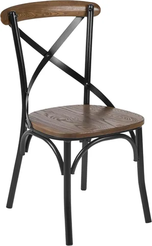 Vista 3 de Taylor & Logan Silla de comedor con espalda cruzada raspada a mano Lara en madera de fruta