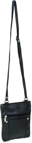 Vista 4 de PammyJ Pequeño bolso cruzado negro de cuero genuino con correa ajustable, Negro