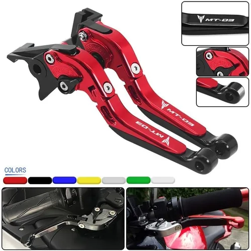 Vista 2 de F Palanca de freno para motocicleta CNC ajustable plegable extensible palanca de embrague de freno para Yamaha MT03 MT 03 Mt-03 2005-2014 Y