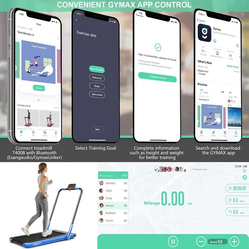 Vista 6 de Goplus 2 in 1 Folding Treadmill, 2.25HP Under Desk Electric Superfit Treadmill, Installation-Free with APP Control, Remote Control, Bluetooth
