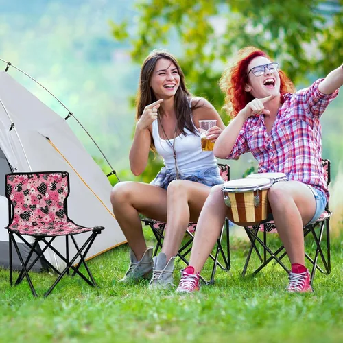 Vista 6 de Sillas plegables al aire libre del día de San Valentín del corazón negro para los adultos silla de camping portátil silla de césped ligera 202a6163