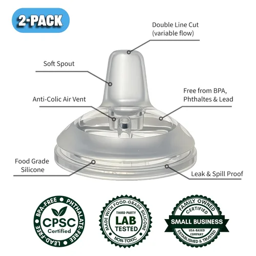 Vista 5 de Sippy Cup Conversion Kit for for Tommee Tippee 9 oz Baby Bottles, 2-Pack
