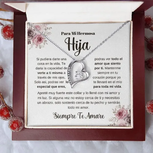 Vista 2 de A Mi Hermosa Hija - Collar De Amor Eterno - Ideas de regalo de cumpleaños para mujer, cajas de tarjetas en español