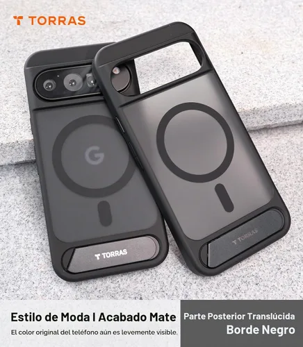 Vista 8 de TORRAS Funda magnética y con soporte para Google Pixel 9 Pro XL, compatible con MagSafe, protección contra caídas de grado militar de 12 pies Negro