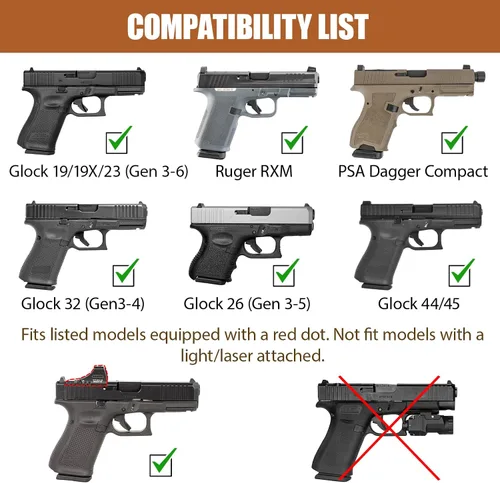 Vista 2 de GUN & FLOWER OWB Holster - Select Your Fit for: Ruger RXM, Glock 19/19X/23/26/44/45 (Gen 3-6) & Glock 32 (Gen 3-4), PSA Dagger Compact - Optic