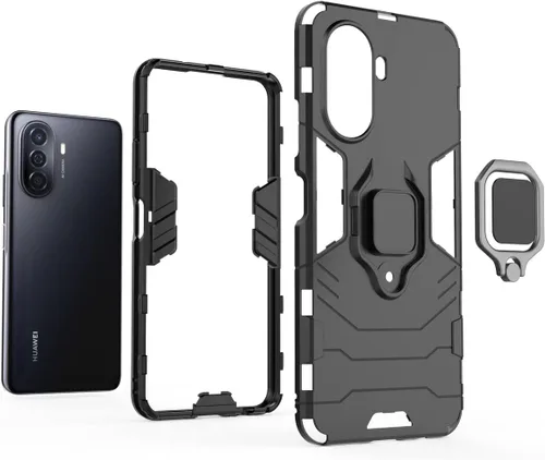 Vista 4 de Funda para Huawei Nova Y70 Caso, Funda para Huawei Nova Y70 Plus, Soporte de montaje magnético para Huawei Nova Y70 MGA-LX9 Case Negro