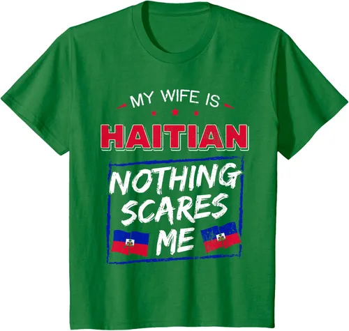 Vista 33 de My Wife Is Haitian Republic of Haiti Heritage Roots - Camiseta con bandera, Negro, S