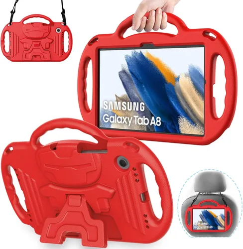Vista 10 de AVAWO Funda infantil para Samsung Galaxy Tab A8 de 10.5 pulgadas 2021 (SM-X200/X205), con correa, mango soporte ligero a prueba de golpes, negro