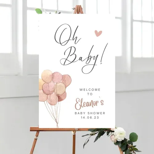 Vista 13 de Letrero de bienvenida para baby shower, decoración de baby shower de Little Cutie - Letrero personalizado para baby shower con texto en inglés "A