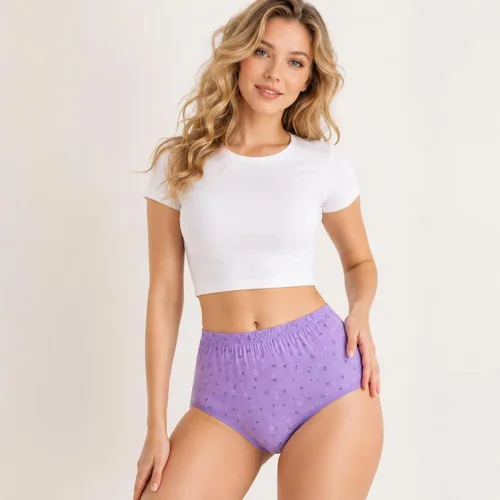 Vista 3 de Ropa interior transpirable para mujer, bragas de cintura alta, bragas suaves y elásticas, paquete de 5 Style-1