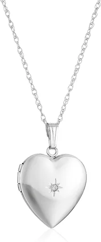 Vista 5 de Amazon Essentials Collar con medallón de corazón de oro amarillo de 14 quilates con acento de diamantes (anteriormente colección Amazon)