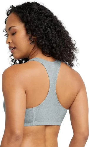 Vista 4 de Hanes Women's Cotton Racerback Bralette Pack, Breathable Low Impact Sports Bra, 3-Pack