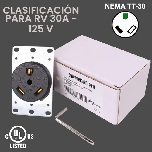 Vista 10 de Toma de corriente resistente de 30 amperios 110 V RV con terminales de cabeza Allen, certificación UL, NEMA TT-30R 120V, receptáculo de pared