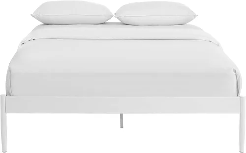 Vista 6 de Modway Elsie - Base de cama de metal con soporte de tablillas, tamaño matrimonial, color blanco