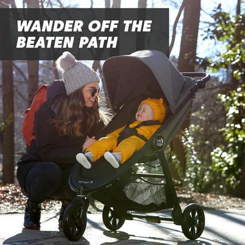 Vista 2 de Baby Jogger Carriola City Mini GT2 para todo terreno, color negro, completa con asa ajustable, freno de estacionamiento manual y adaptador