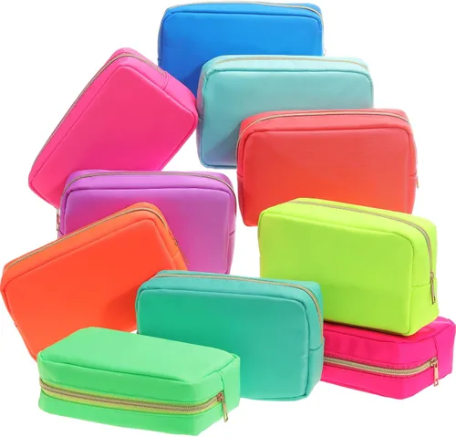 Vista 7 de Sweetude 10 bolsas de maquillaje de nailon para mujeres, bolsa organizadora de maquillaje reutilizable, bolsa de viaje para cosméticos, organizador