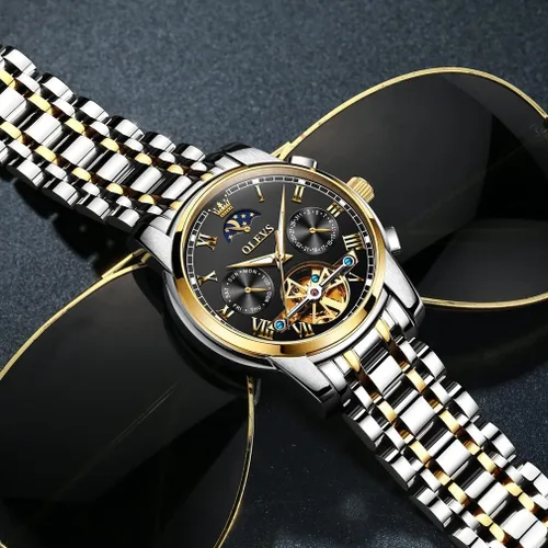 Vista 34 de OLEVS Relojes automáticos para hombre, esqueleto mecánico, de lujo, a la moda, reloj de pulsera luminoso impermeable