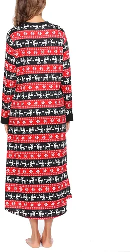 Vista 5 de Ekouaer Camisón largo para mujer con cuello en V, ropa de dormir de longitud completa con bolsillos