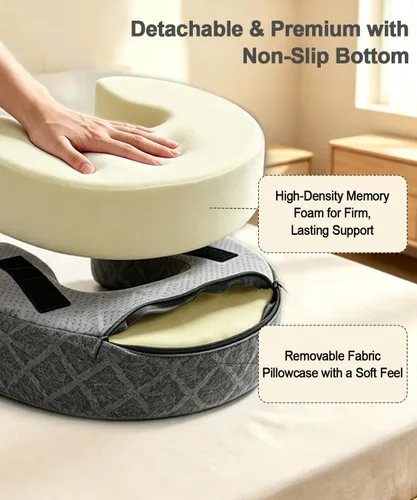 Vista 8 de Reposacabezas de masaje para cama, soporte de masaje ajustable con soporte para teléfono Soporte de cabeza de masaje para colchón, almohada de Gris