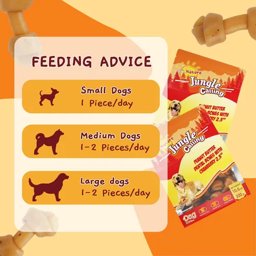 Vista 5 de Jungle Calling - Golosinas para perros con mantequilla de maní, huesos sin cuero crudo para perros pequeños Easy to Digest, Dental Puppy Chews