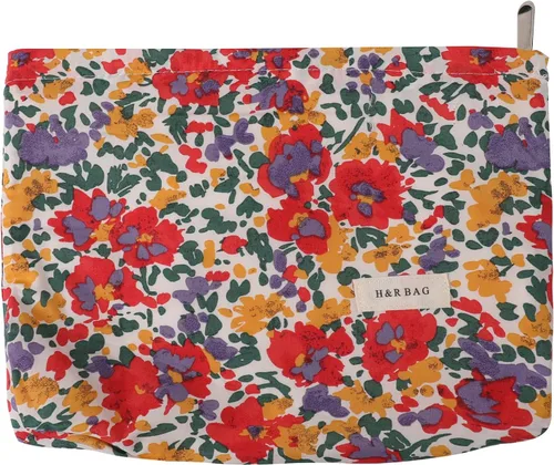 Vista 8 de Bolsa de maquillaje de viaje con cremallera, diseño de impresión de moda, bolsa de cosméticos espaciosa también puede bolsas organizadoras