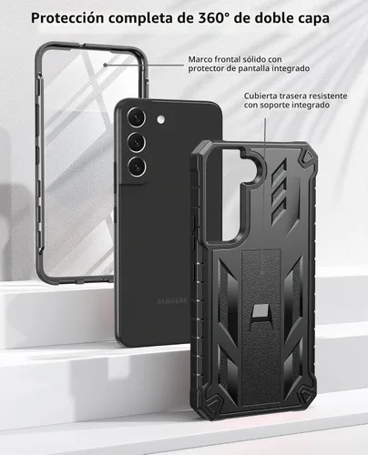 Vista 2 de SOiOS - Funda para Samsung Galaxy S22 con protector de pantalla integrado, función atril 20FT Military-Grade Drop Shockproof Protection, Durable