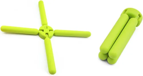Vista 4 de Multifuncional De Silicona Placemat Soporte De Teléfono Celular En Forma De Cruz Para Mesa De Comedor - Gadget De Cocina Verde